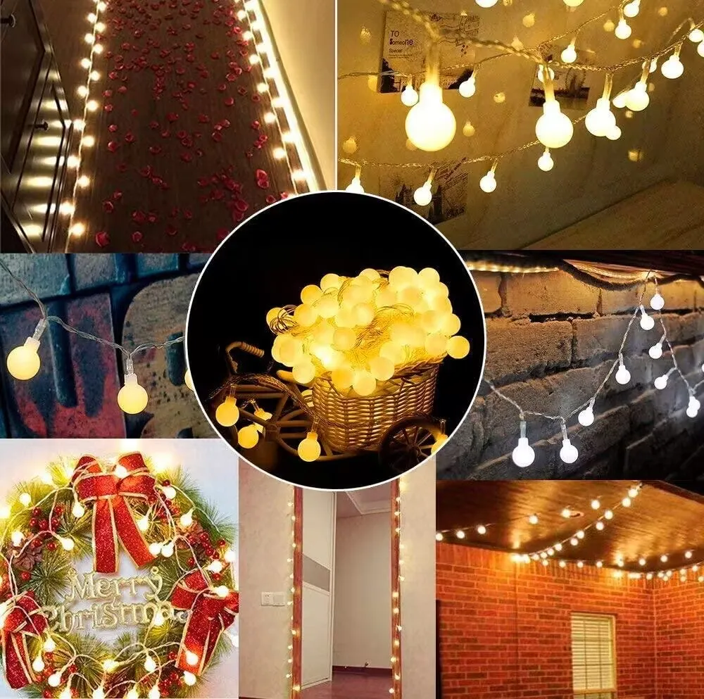 Impermeável LED Globe Lights para acampar, luzes de corda ao ar livre, fada luz para jardim, Natal, ano novo, festa de casamento