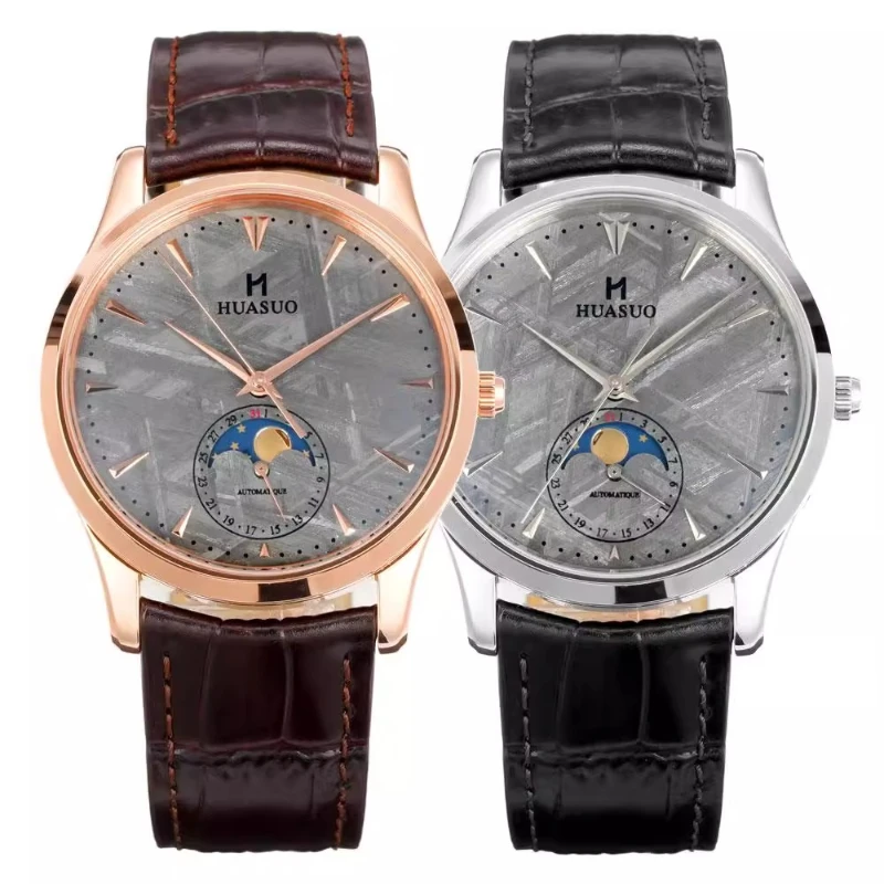 

Luxury Meteorite Moon Phase Men's Mechanical Watch 39mm 50m Waterproof Dress Mechanical Watch