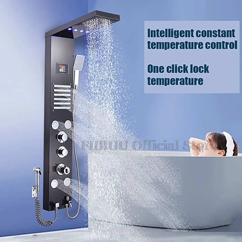 

Luxury Shower Smart Shower System Numbers Showing For Bathroom Electronic Shower Pressurized Rain Shower Head Shower Set