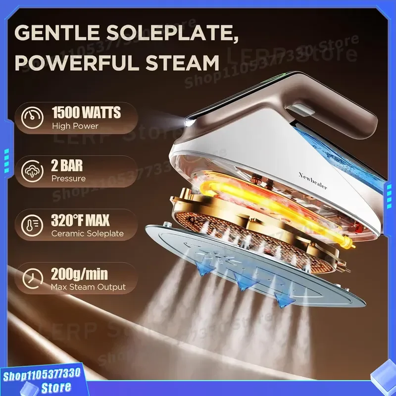 2400W Ceramic Steam Iron Automatic Self Cleaning Electric Hanging Iron Turbine Jet for Clothes Garment Steamer Household