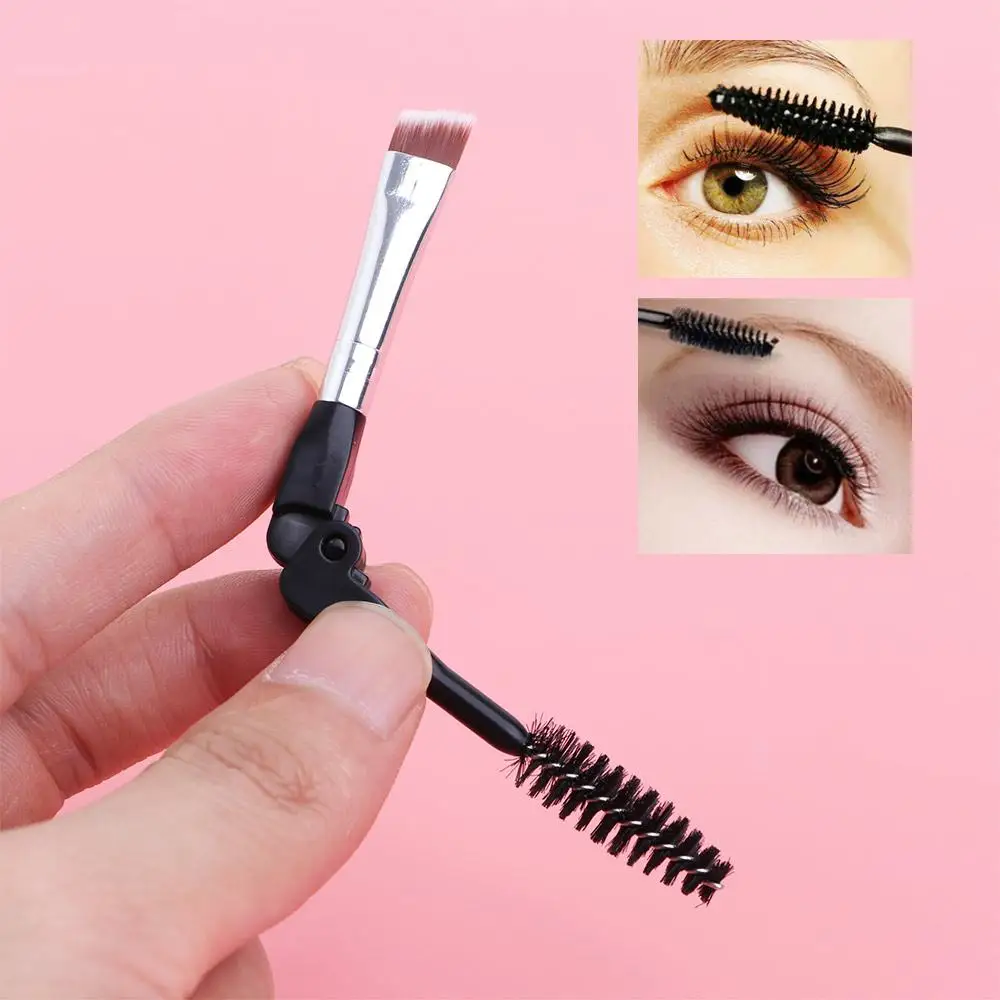 Strumento per toelettatura Separatore per ciglia Pennello per trucco Pennello per sopracciglia pieghevole Pennello per spoolie Applicatore per mascara Pennello per sopracciglia angolato Duo