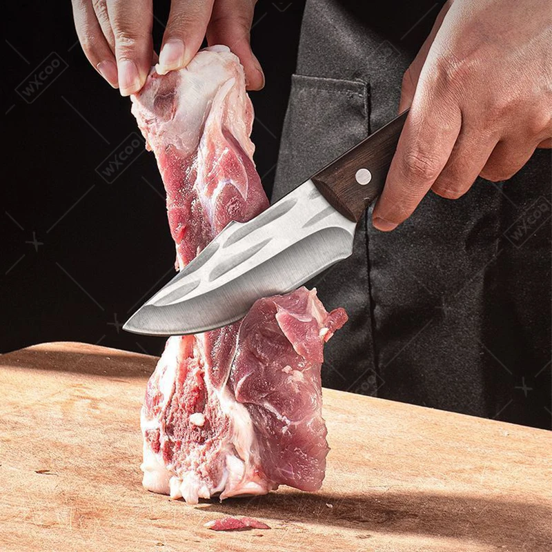 Kitchen Knife Boning Knife Meat Cleaver Stainless Steel Handmade Forged Chef\'s Knife Butcher Knife for Household  Wooden Handle