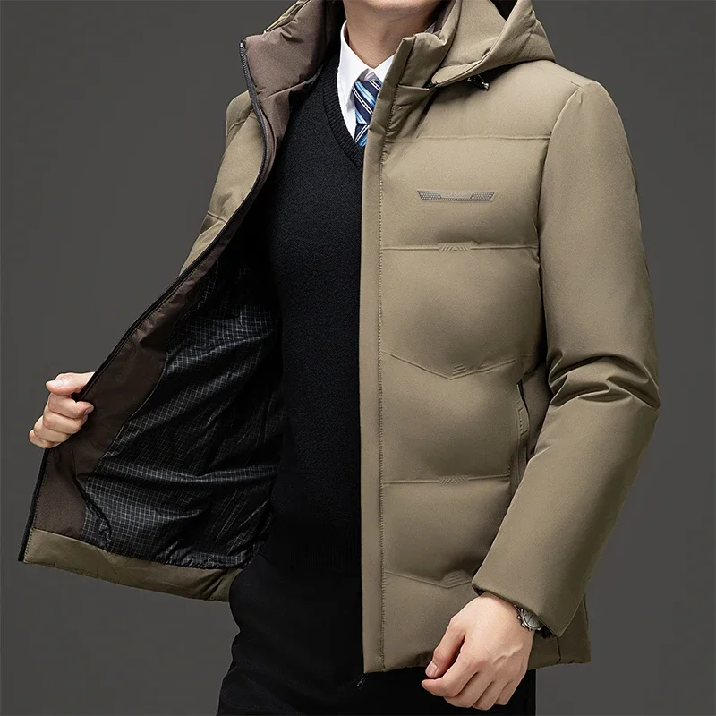 

Men's Winter casual Coat Warm Jacket Thick Coat Hat Detachable Long Jacket Business Jacket Mens Winter Hooded Warm Parkas