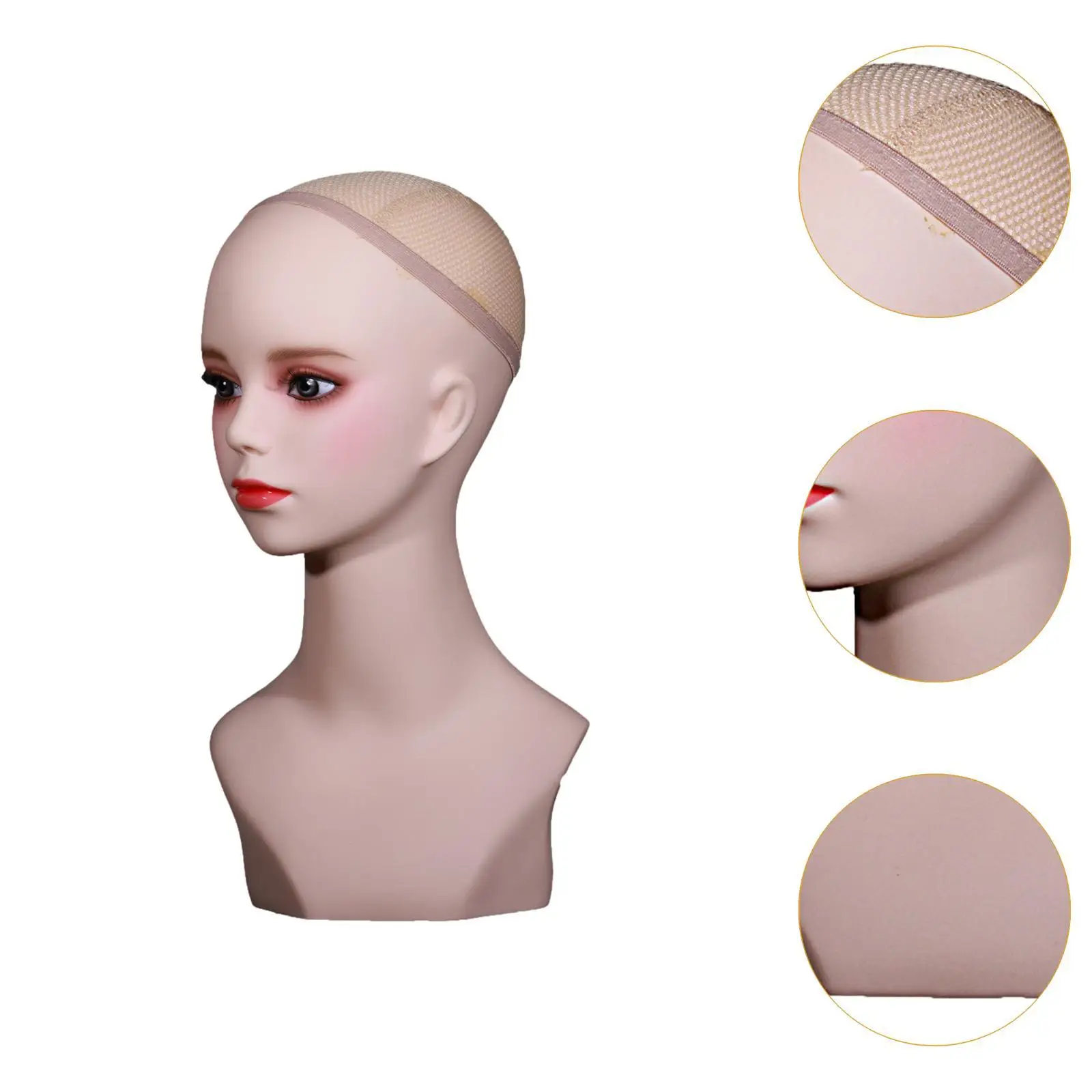 Supporto per parrucca con porta cappelli per testa di manichino femminile con trucco per collana di fasce