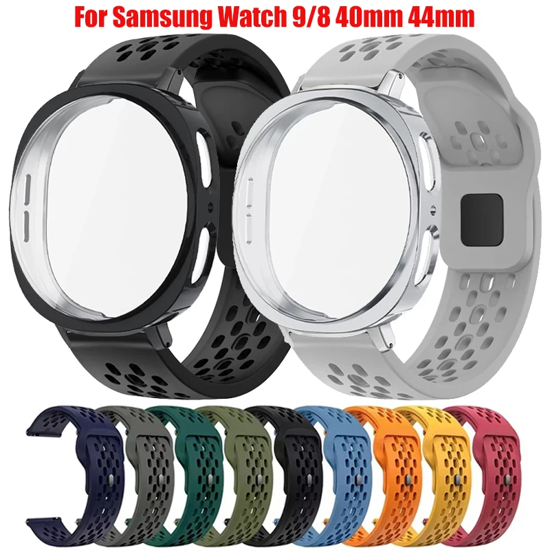 TPU-Hülle + atmungsaktives Silikonarmband für Samsung Galaxy Watch 9 40mm 44mm Weiches Armband für Galaxy Watch 8 40mm 44mm Correa-Band