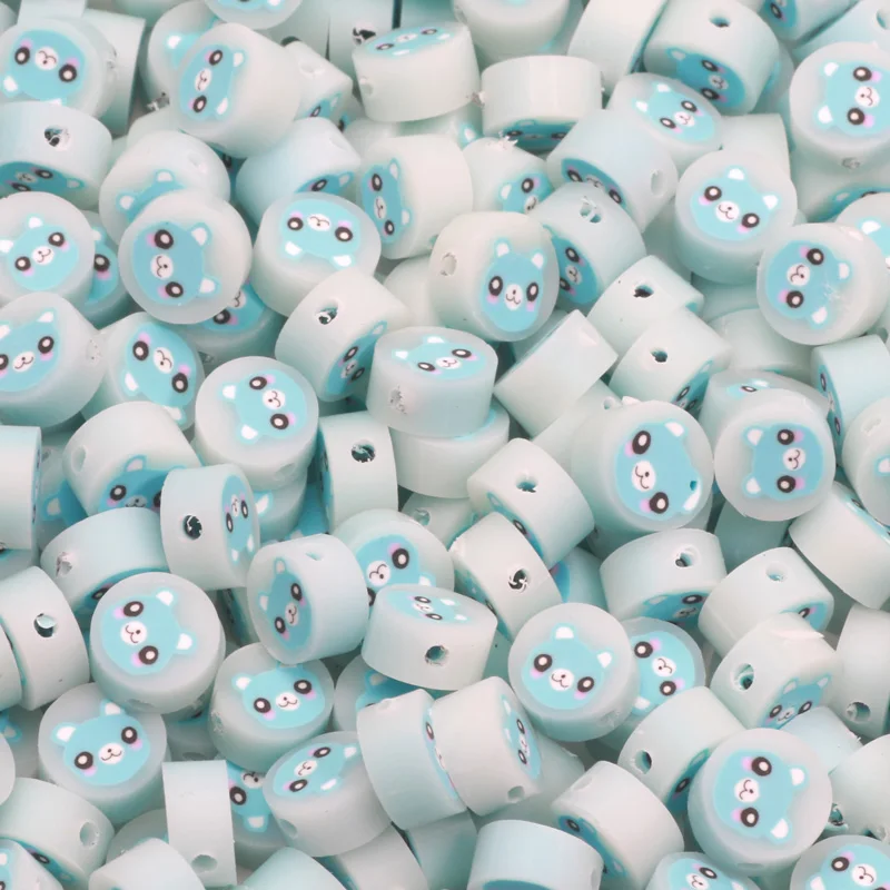 20/50/100 9mm Cute Blue Bear Polymer Clay Beads For Jewelry DIY Making Pendants Keychains Phone Chain Accessories Customizations