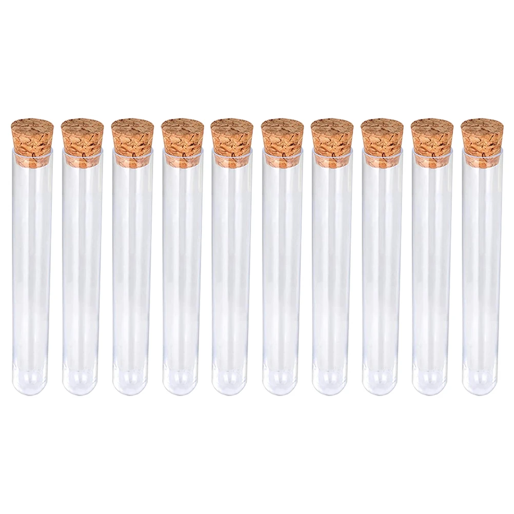 

24pcs Clear Plastic Test Tubes With Cork Durable Reusable Sealed Storage For Dried Flowers Mini Crafts Jewelry Making Empty