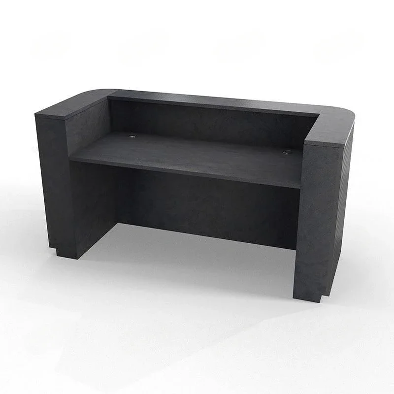 

-Black Reception Table Reception Desk Furniture Panel Grey Wood Mid-century Modern Spa Front Office Beauty Salon Office