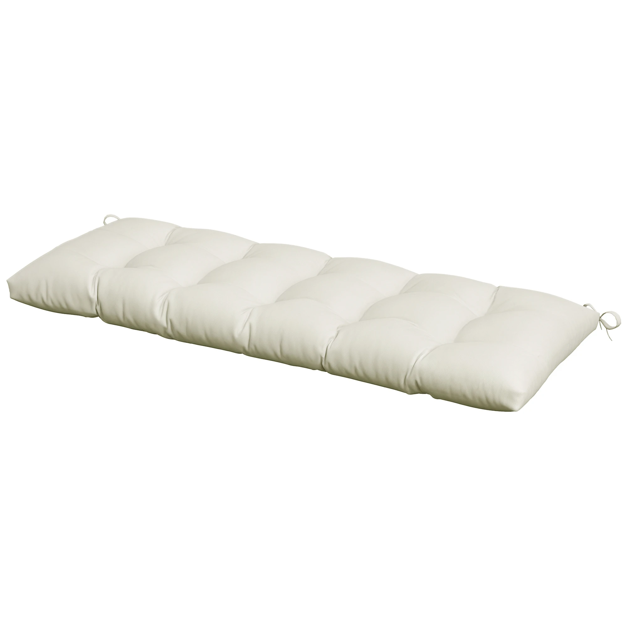 Outsunny Cojín para Banco 128x48x8 cm con 2 Cordones Impermeable Crema