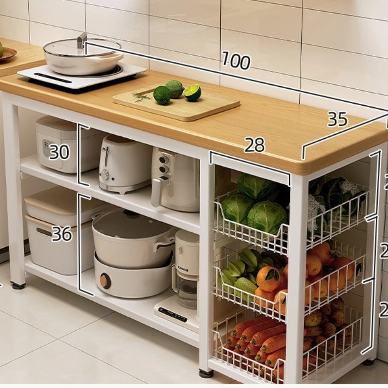 Multifunctional Storage Rack Thick Countertop Heavy Duty Shelf Unit for Kitchen Pantry Garage Home Furniture Organizer Cabinet view 4