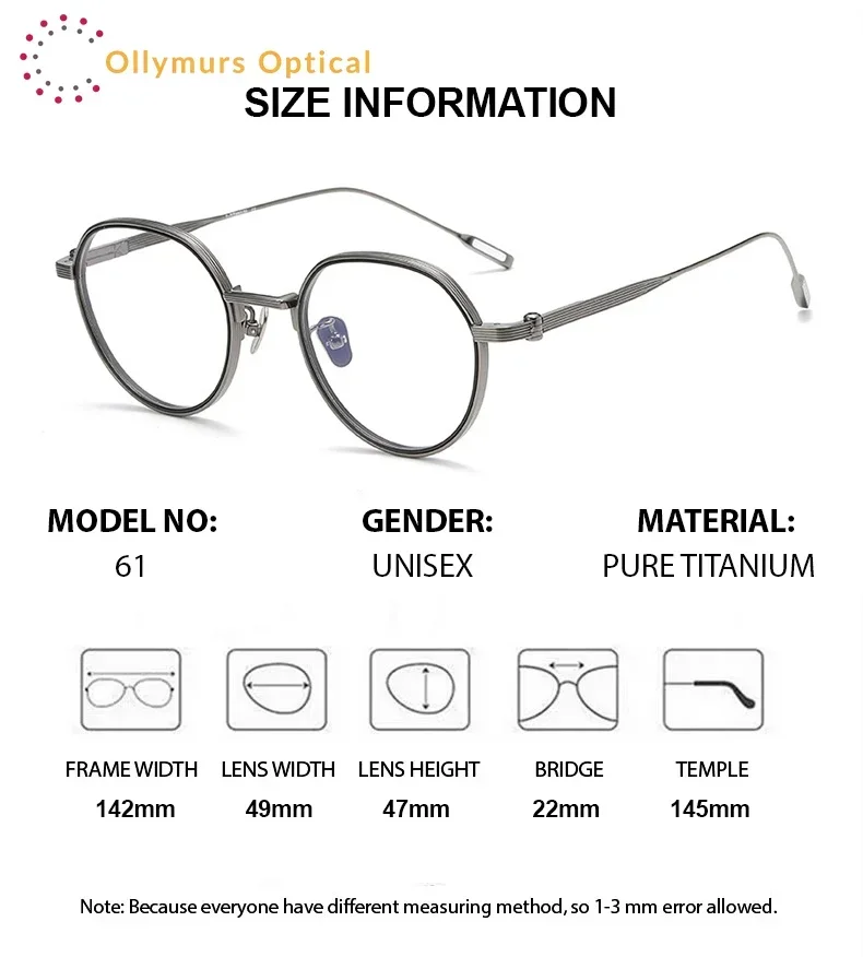 

XUKA Titanium IP High End Round Eyewear Glasses Prescription Multifocal Progressive Optical Men Women Myopia PureLenses