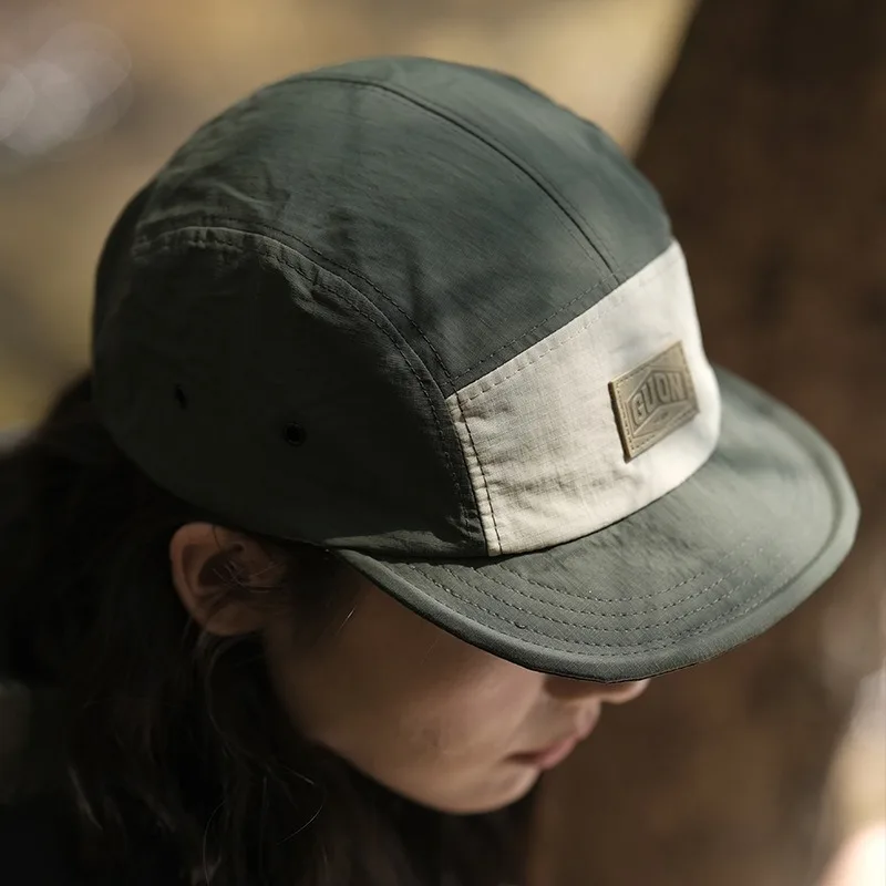 Niche Five-panel Outdoor Camping Sports Cap Short Brim Quick-drying Label Sunshade Adjustable Men\'s and Women\'s Baseball Hat