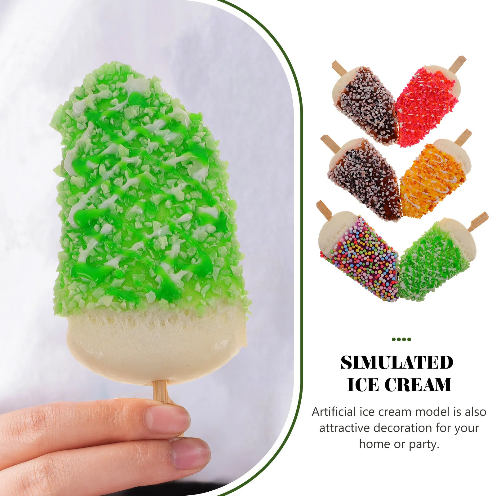 

6 Pcs Simulated Porcelain Ice Cream Shop Decor Artificial Realistic Cone Props Pu Display Child