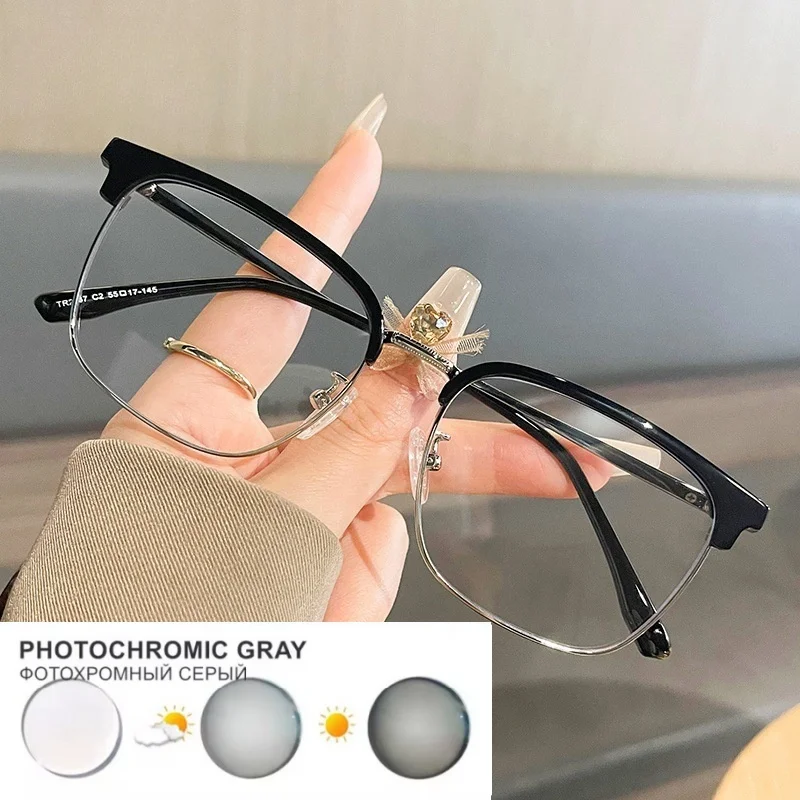 Light Men\'s Fashionable with Myopic Glasses Option round Face Eyebrow Frame Women\'s Box Custom Myopia Degree 0~-6.00