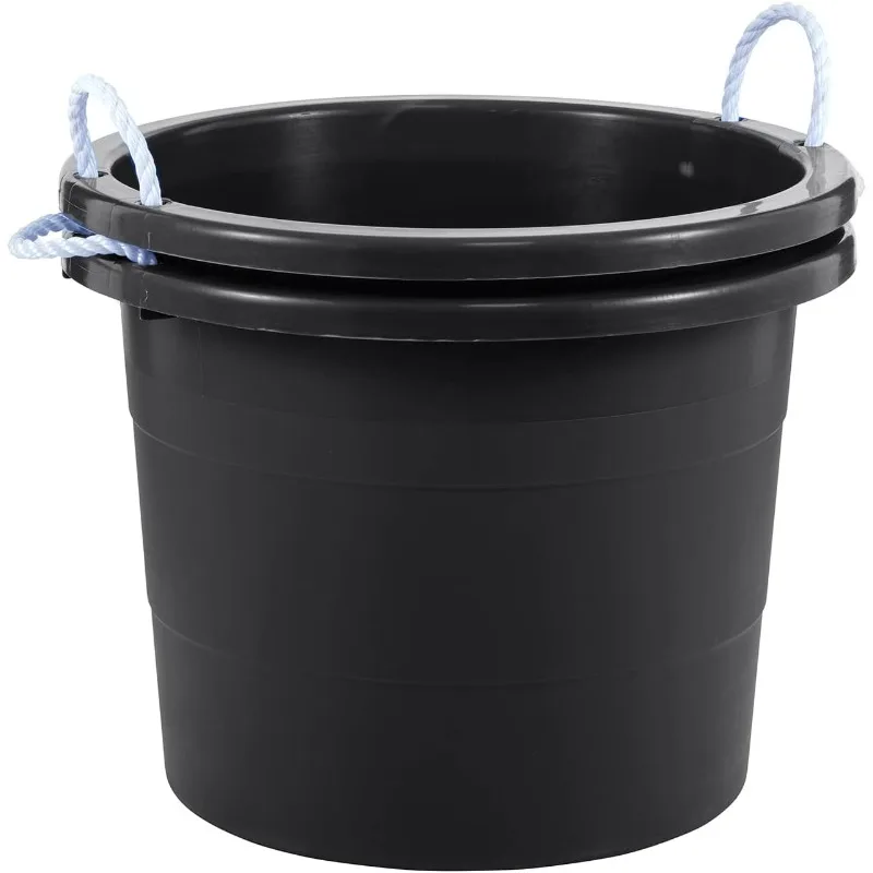 

19 Gallon Rope Handle Tub, 2-Pack, Heavy-Duty Organization and Easy-Access Storage Tub, Multi-Purpose, Made with Rugged Plastic