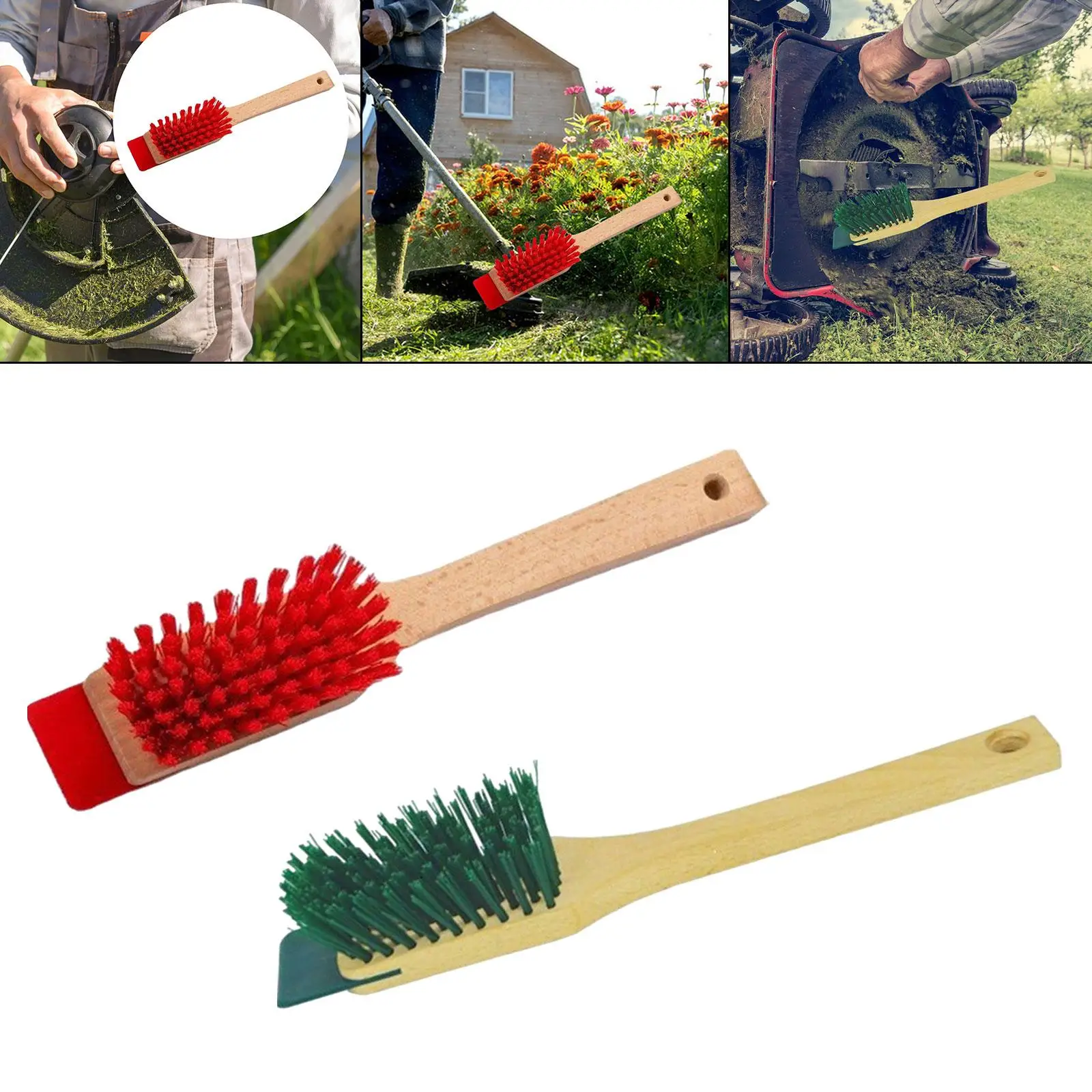 

Щетка для газонокосилки, сверхмощная щетка-скребок для улицы, универсальная портативная щетка для садовых инструментов, деревянная ручка, щетка для чистки с жесткой щетиной