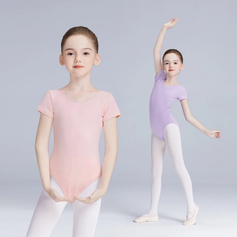 Girls Toddlers Ballet Leotards with Full Lining Kids Short Sleeves Dance Bodysuit Ballerina Dance Leotard Gymnastic Leotard