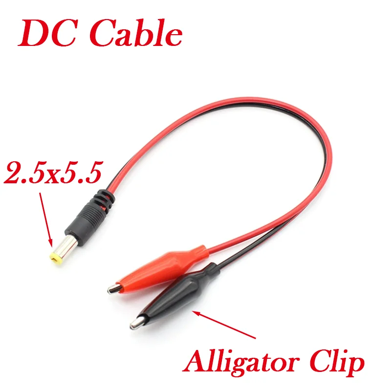1Set 5.5*2.5mm DC Male Jack Connector Alligator Clips Crocodile Wire 14AWG Power Cable
