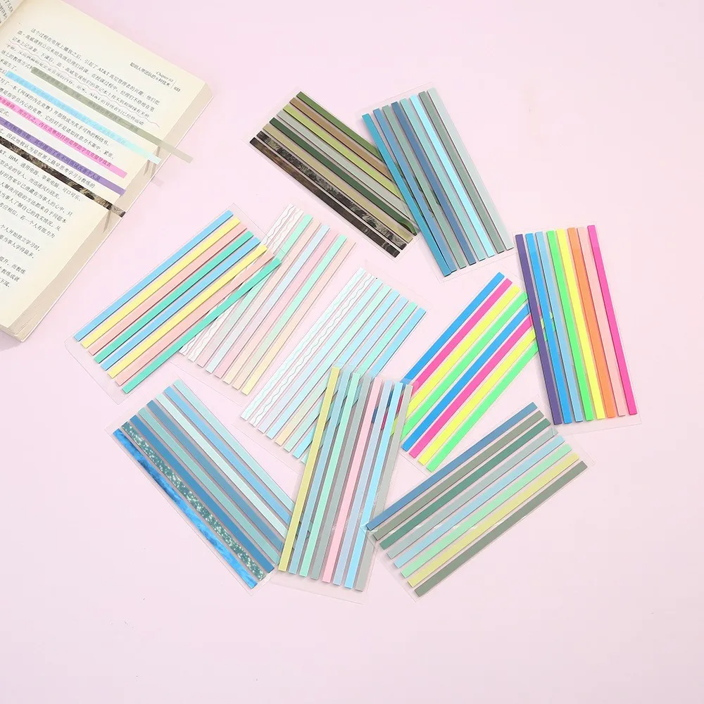 160 Sheets Multicolor Thin Sticky Strips, Transparent Index Tabs, Writable Page Markers for Books, Office & School Stationery