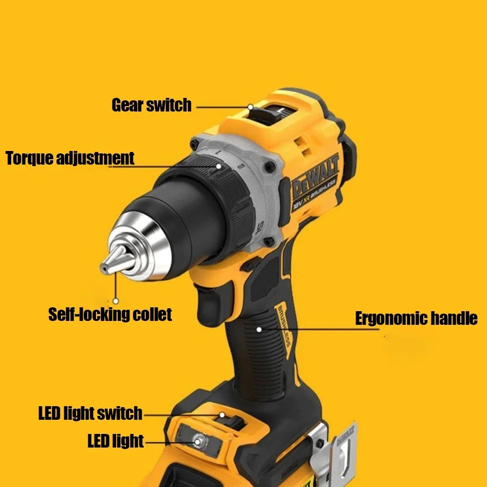 DEWALT DCD805 2-в-1 Professioneel Gereedschap: Borstelloze Slagschroevendraaier – Oplaadbare Lithiumbatterij Klopboormachine DEWALT DCD805 2-в-1 Professioneel Gereedschap: Borstelloze Slagschroevendraaier – Oplaadbare Lithiumbatterij Klopboormachine
