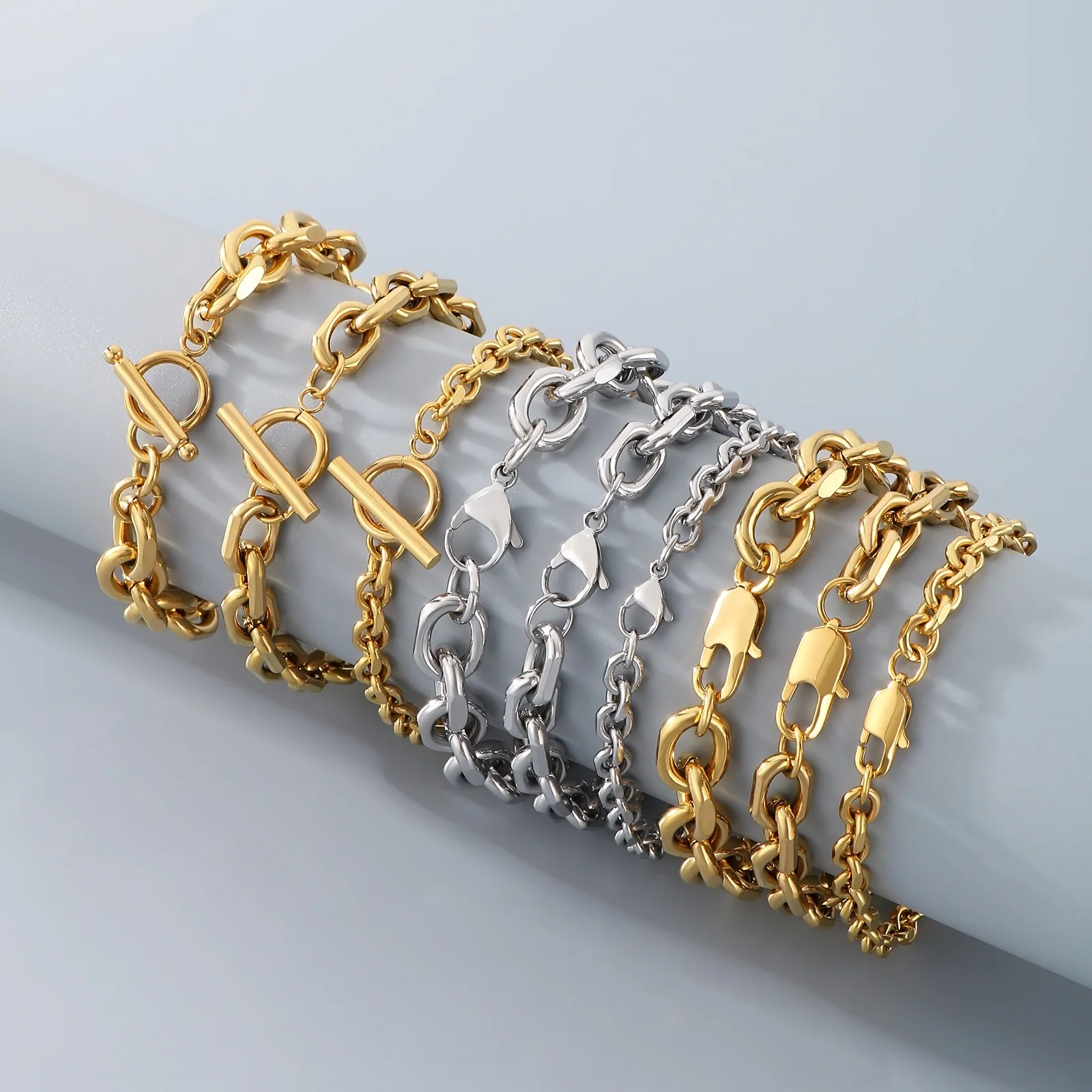Multi Size O-chain Bracelet Simple Fashion Silver Color Stainless Steel Jewelry For Men And Women