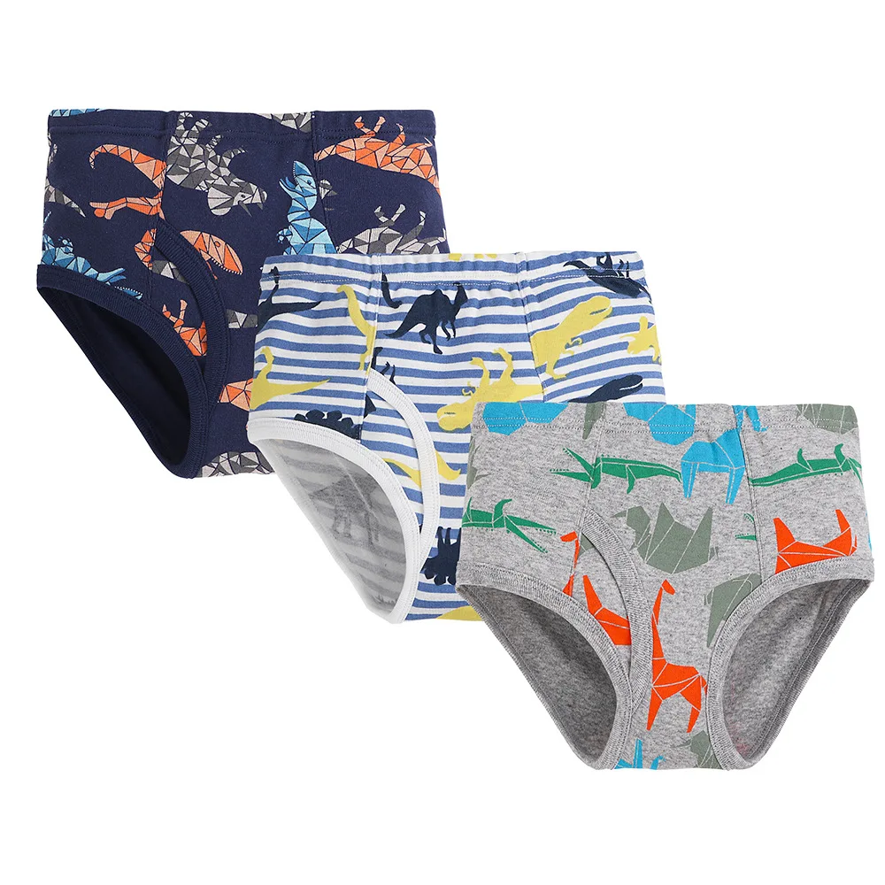 3pcs Per Pack Boys Dinosaur Panties Cotton Student Underpant Teen Briefs Shorts Underwear for Puberty Boys Teenages KF303