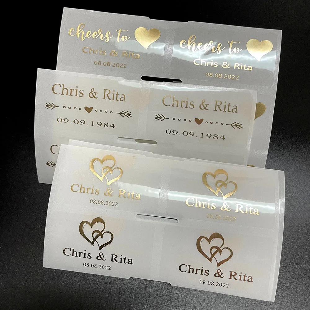 100 pcs Gold Custom Transparent Labels, Wedding bubble Labels Bubble Wand Label Clear,party  Favor -not include  tube