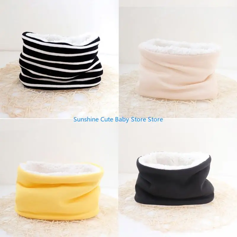 C5AF Autumn Winter Baby Scarf Solid Color Plush Scarves Neckerchief Children Thick Warm Neck Collar for Boys Girls