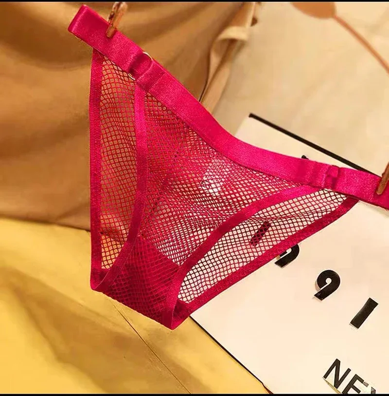 Charming Transparent Mesh Women Underwear Ultra-thin Female Hollow Out Briefs Low Waist Cotton Crotch Panties