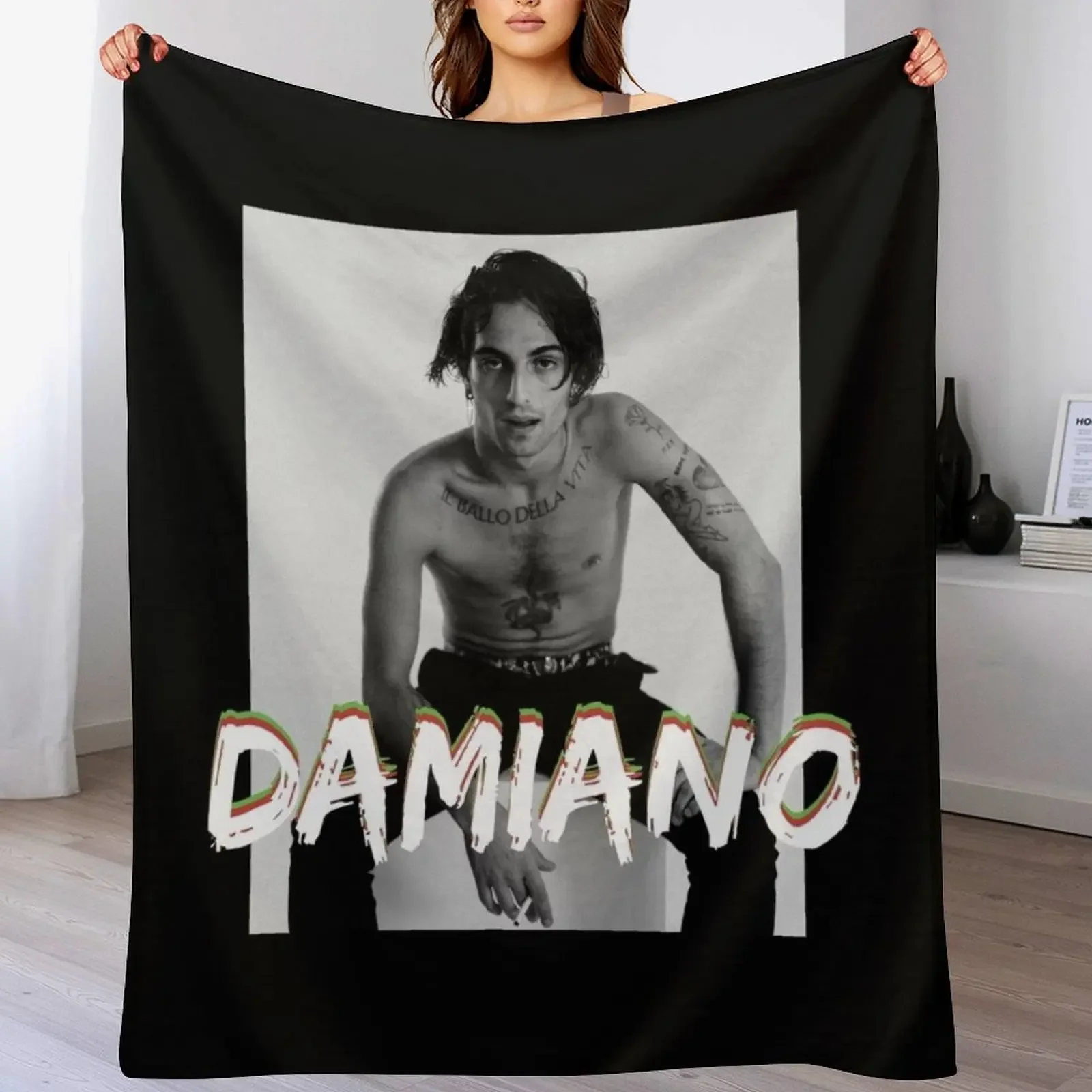 

Copy of Damiano maneskin eurovision 2021 Throw Blanket Weighted Designers for sofa Thermals For Travel Blankets