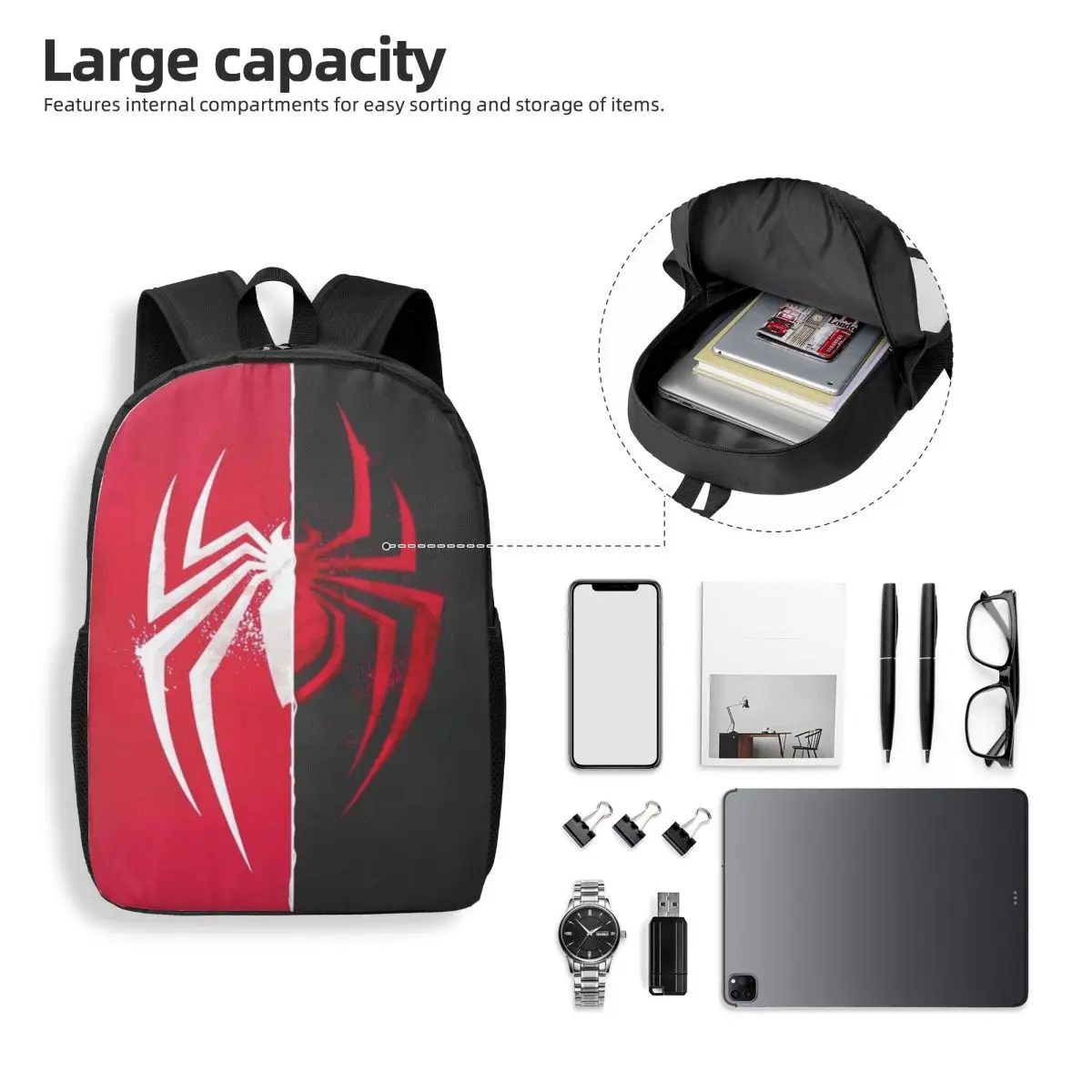 Spiderman 17-Inch Simple Student Backpack - Lightweight and Spacious School Bag for Boys and Girls