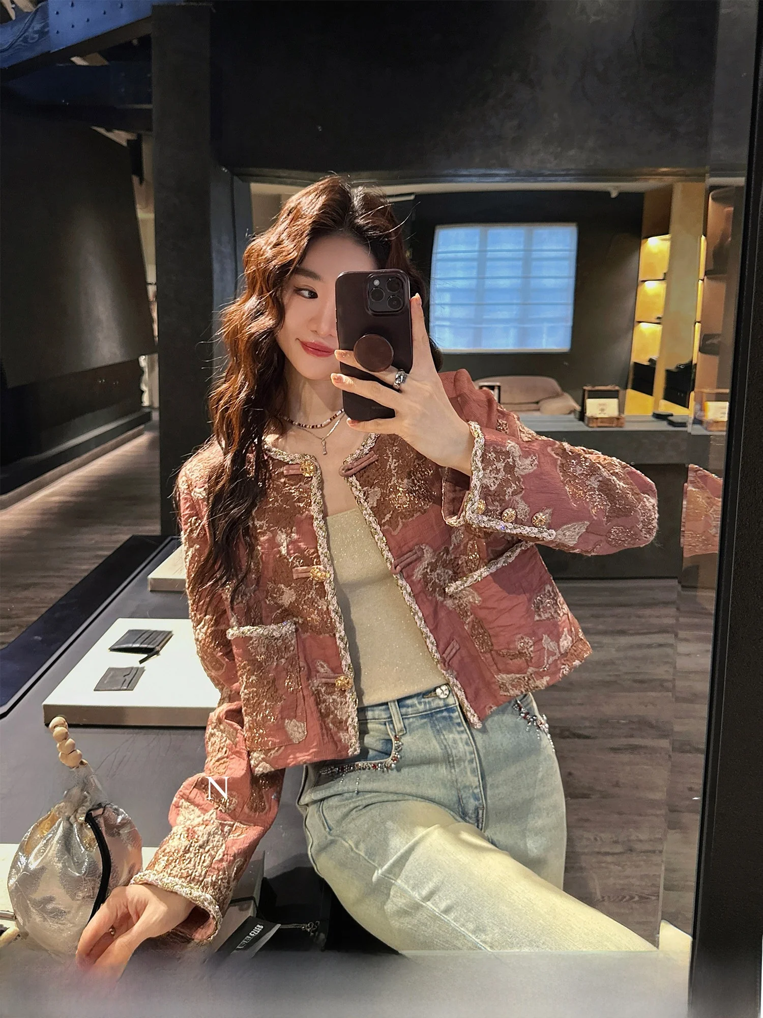 

Новая женская куртка Sanji Bla Flower в китайском стиле с 3D-вышивкой, серебряными вставками и уникальным цветочным принтом