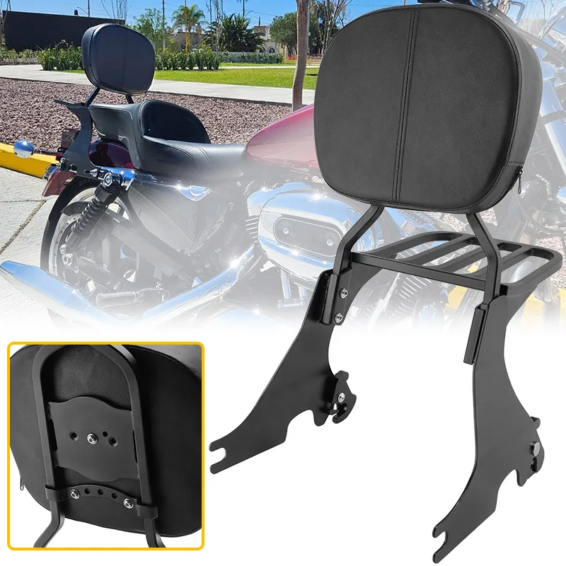

Black Motorcycle Parts Backrest Sissy Bar with Luggage Rack Rear Backrests For Harley Sportster 883 1200 X48 2004-2025