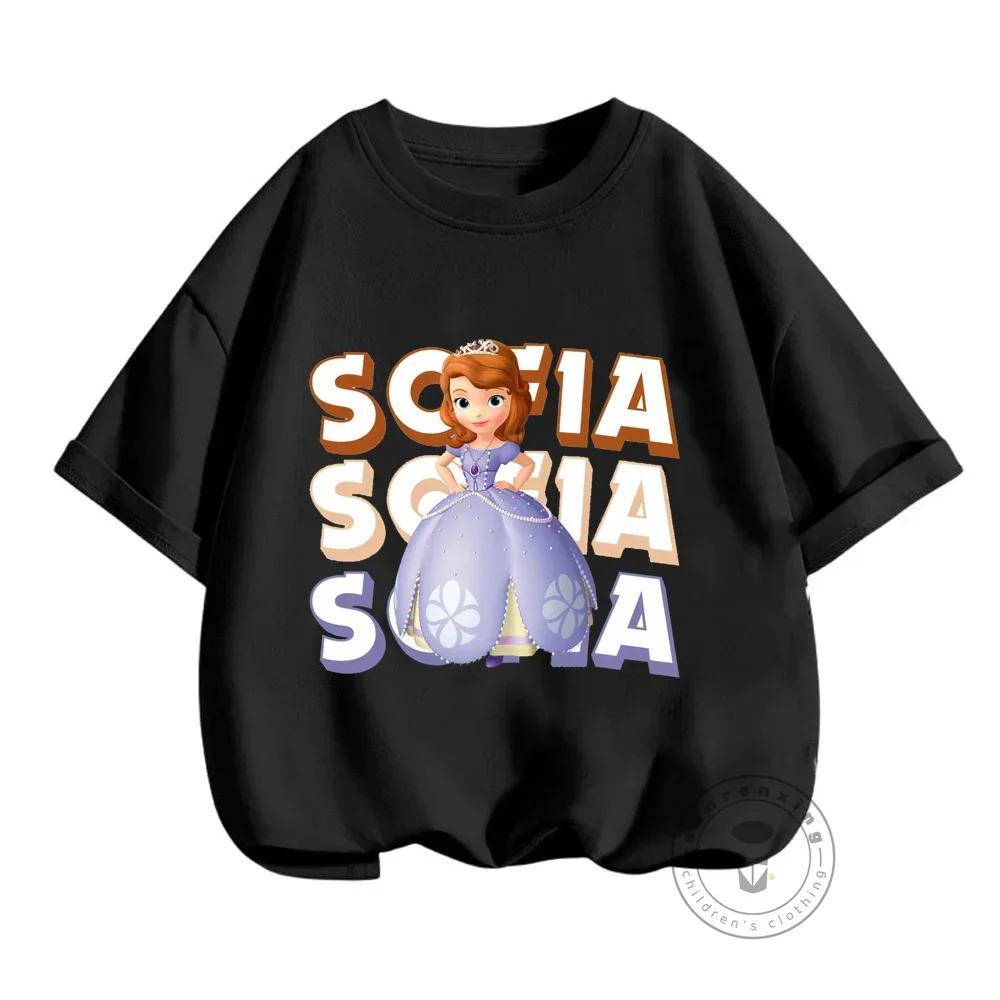 Sofia The First Anime Children\'s Clothing Short-sleeved T-shirt Children 2024 Boys and Girls T Shirt Trend Fashion Streetwear