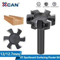 XCAN CNC Spoilboard Surfacing Router Bit 12mm 1/2 Shank Carbide Insert Milling Cutter Upgrade 6 Wing Wood Slab Flattening Bit