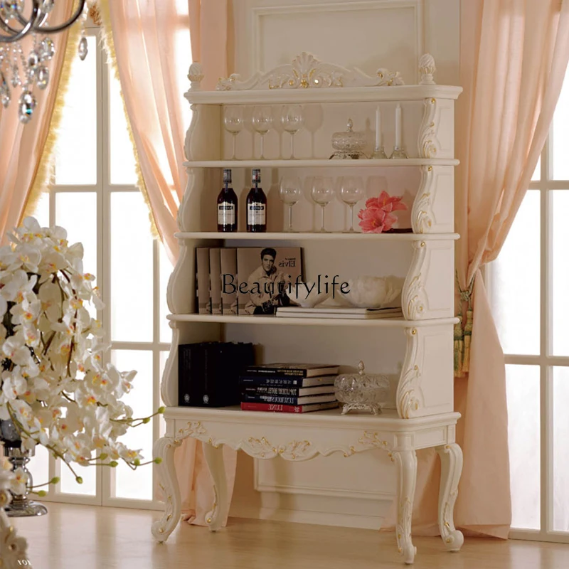 

French court ivory white bookcase bookshelf household sundries display shelf