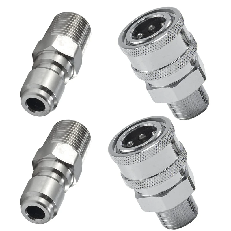 4 Pcs Pressure Washer Quick Connect 3/8 Inch Pressure Washer Fittings Adapter Set