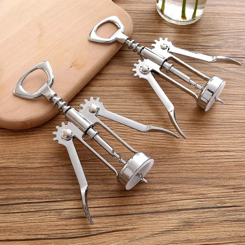 Stainless Steel Butterfly Corkscrew Red Wine Two-prong Puller Wing Type Cork Remover Wine Bottle Opener For Home Party Supplies