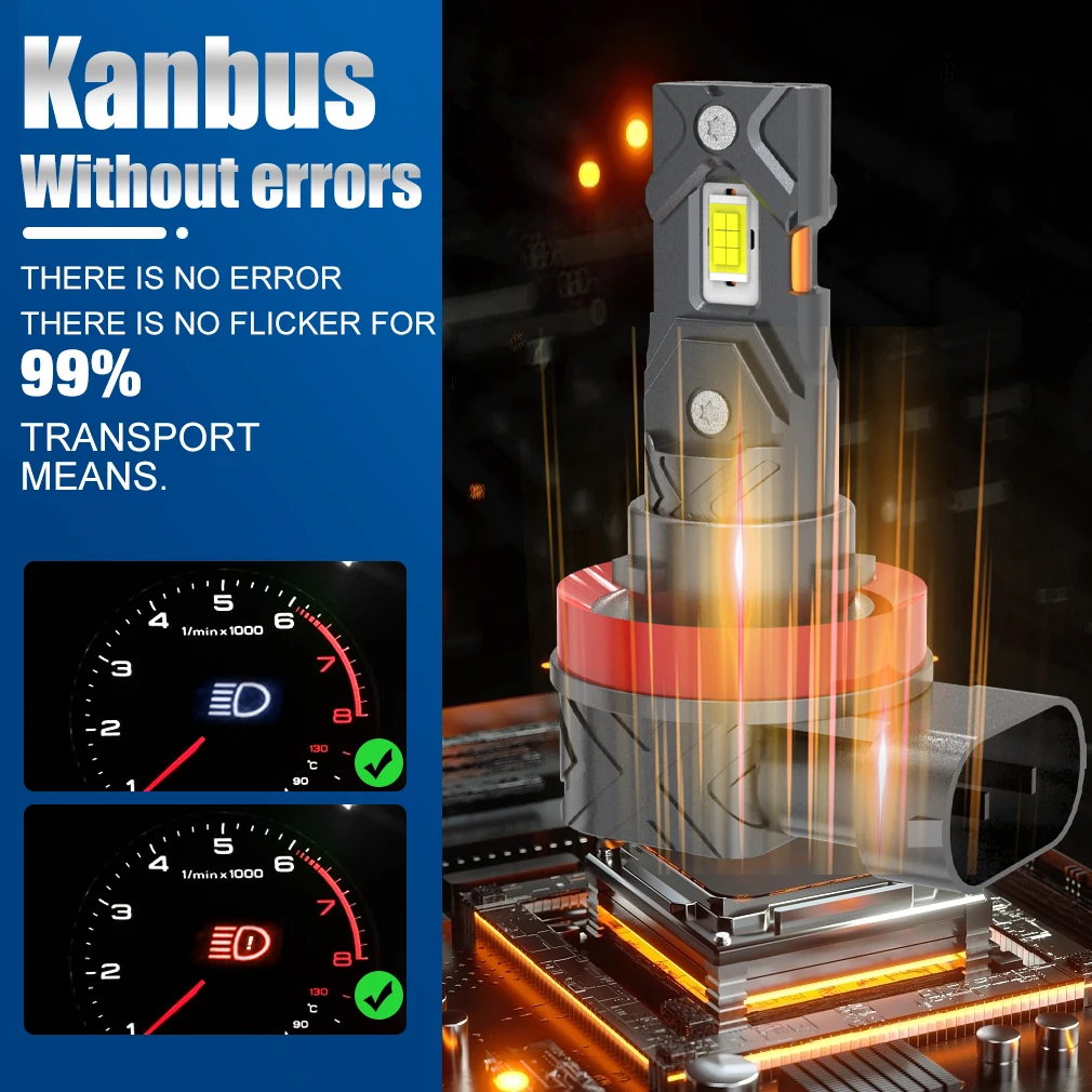 H8 H11 LED سيارة المصابيح الأمامية Canbus 9005 HB3 9006 HB4 CSP LED كشافات 100 واط توربو مصباح تلقائي 6000 كيلو 12 فولت 30000LM