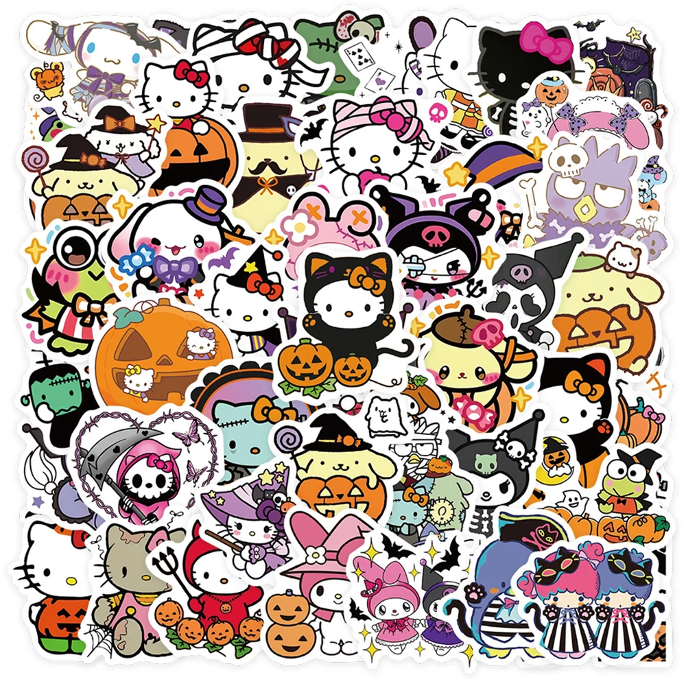 10/30/50pcs Halloween Sanrio Anime Stickers Aesthetics Cartoon Sticker Decoration Scrapbooking Luggage Laptop Kawaii Decal Gift