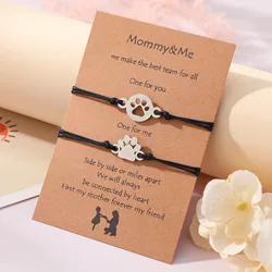 New Mother's Day Bracelet Simplified Stainless Steel Dog Claw Parent Child Card Weaving Bracelet Gift Wholesale