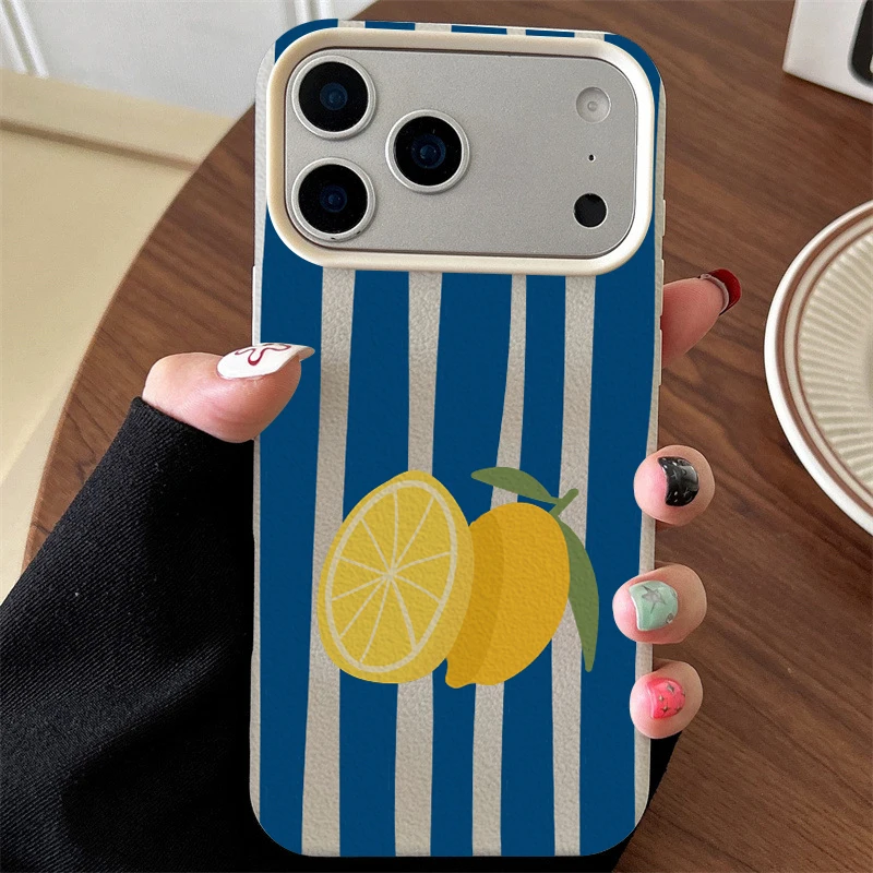 Colorful Striped Lemon Lichee leather pattern Phone Case For Oppo Reno15 Reno14 Reno13 Reno12 Reno11 Reno10 Reno8 F Z Pro 4G 5G