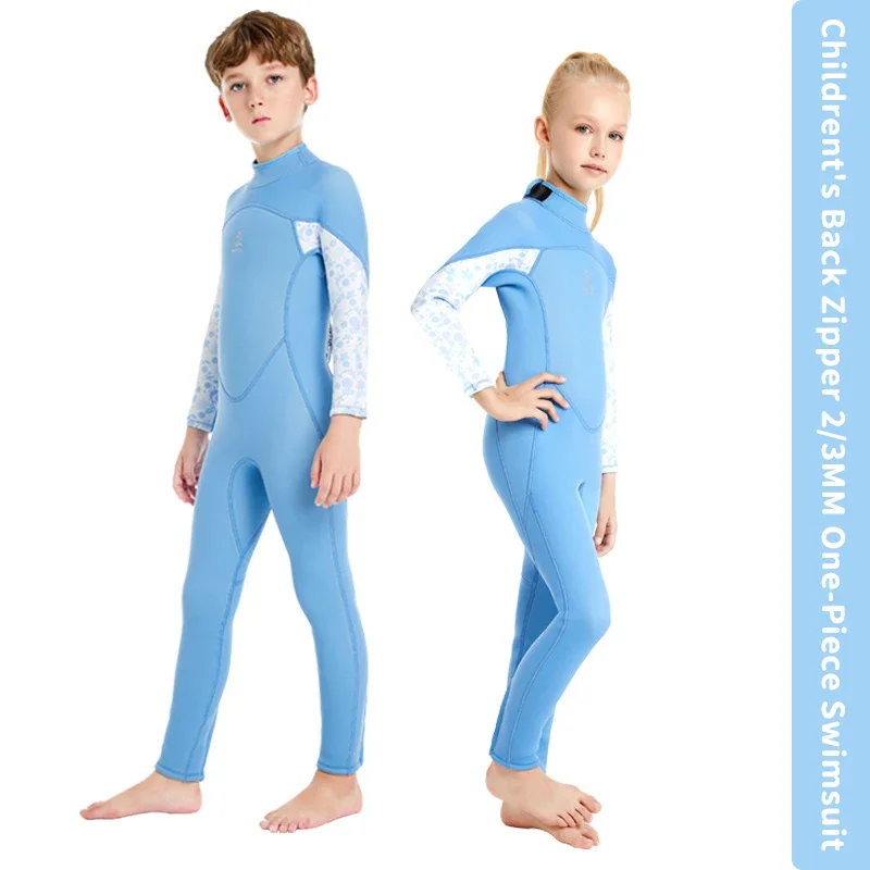 

Kid's Diving Suit 2/3MM Neoprene One Piece Swimwear Long Sleeve Sunscreen Surfing Swimming Snorkeling Anti-Jellyfish Wetsuit