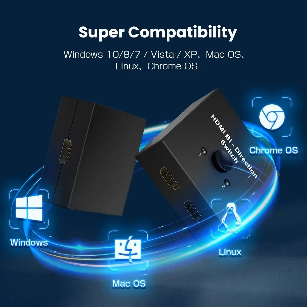 4K HDMI-متوافق مع الفاصل 2 منافذ ثنائية الاتجاه الجلاد 1 في 2 خارج HDMI محول لأجهزة الكمبيوتر المحمول Xbox PS3/4/5 TV Box محول