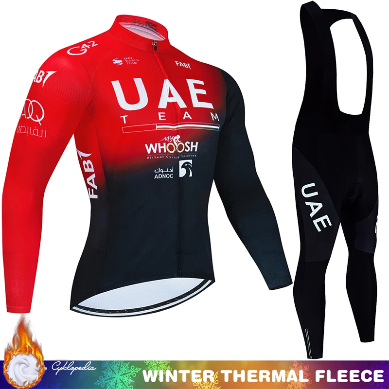 

Cycling Jersey 2024 Pro Team Winter Bicycle Retro Fleece UAE Mtb Clothing Man Men's Jacket Thermal Blouse Uniform Clothes Set