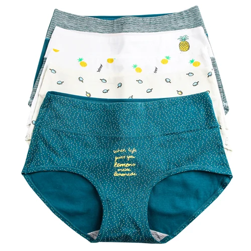 5 uds bragas de mujer ropa interior de algodón estampado lindas niñas transpirable sin costuras bragas de cintura alta mujer lencería Sexy íntima