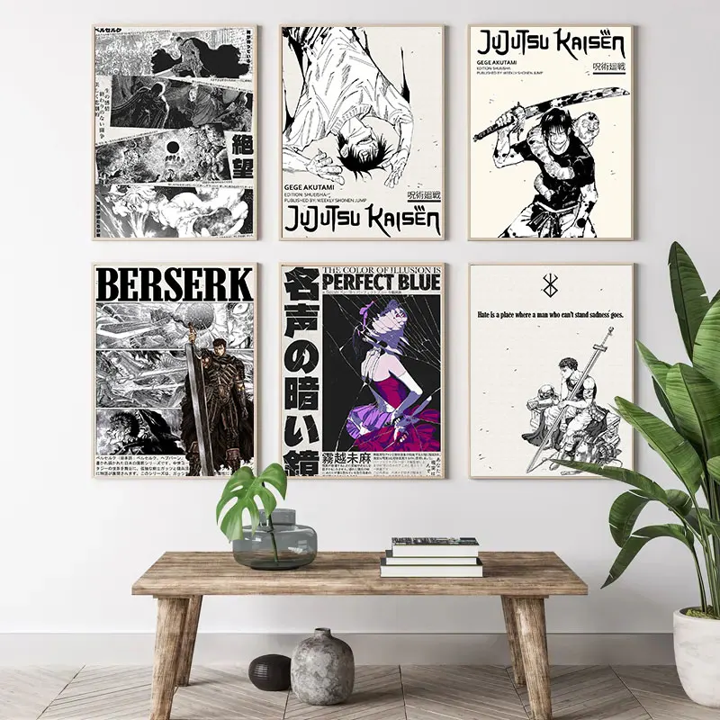 Popular Anime Posters Japanese Vagabond Jujutsu Kaisen Artwork Home Decor Minimalist Aesthetic Art Gift for Fan Canvas Painting