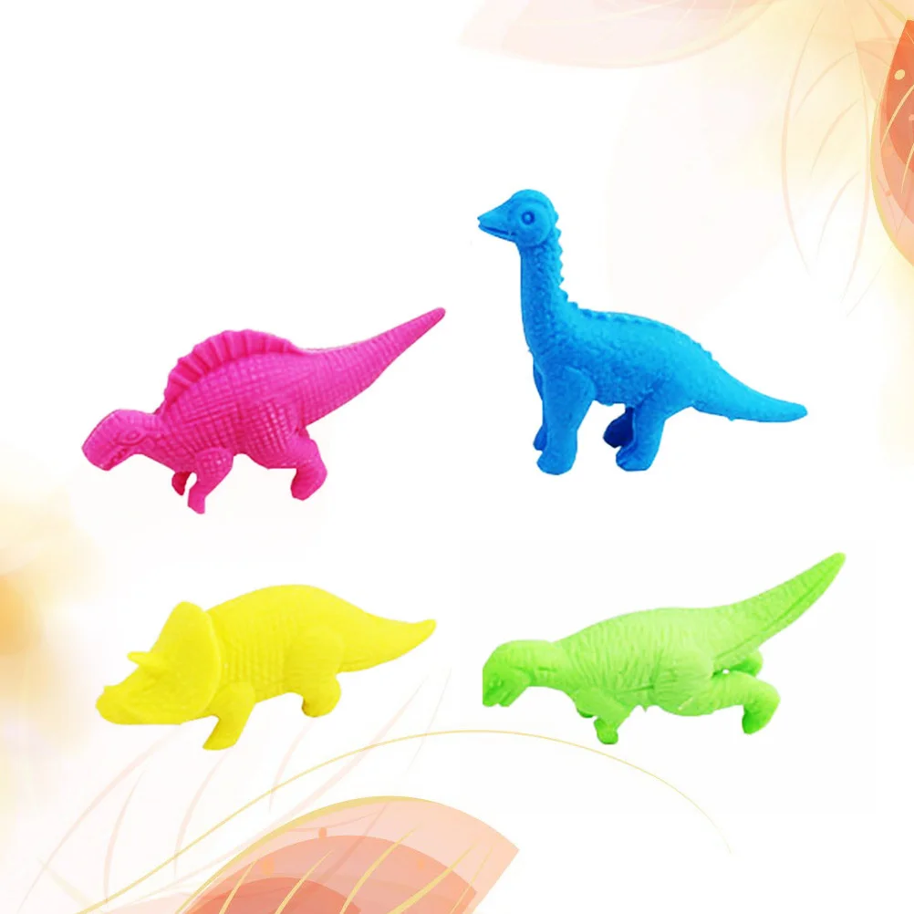 4pcs Dinosaur Erasers Novelty Cartoon School Supplies Stationery Classroom Rewards Birthday Party Favors For