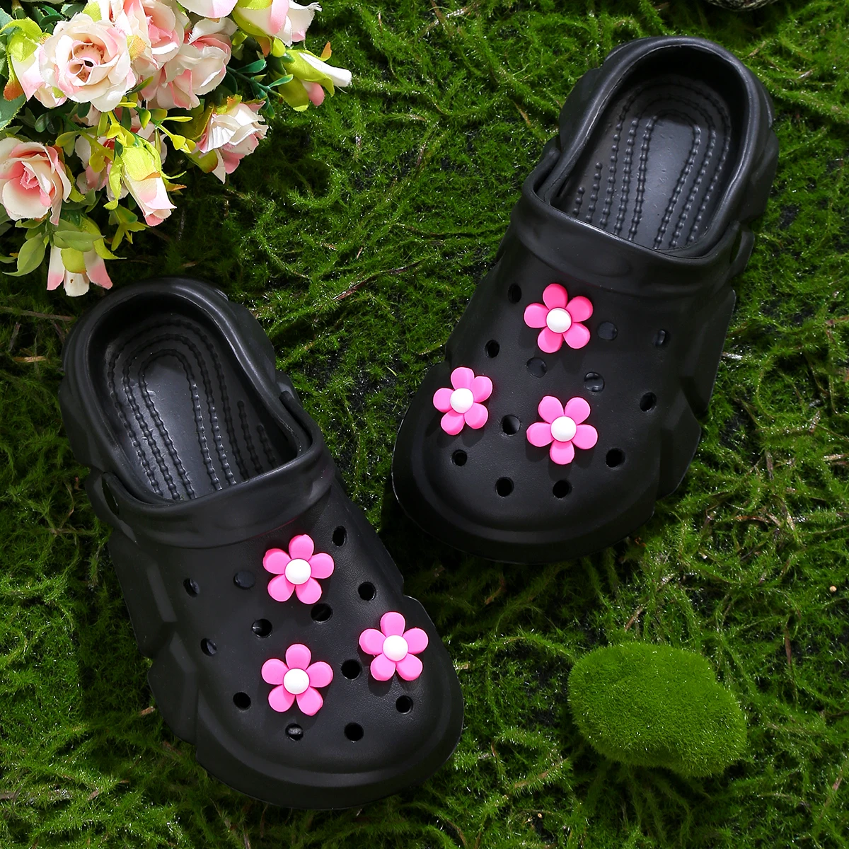 Girls Non-slip Clogs, Breathable Lightweight Cute Flower Clogs for Indoor and Outdoor Shower, Beach and Pool 3057
