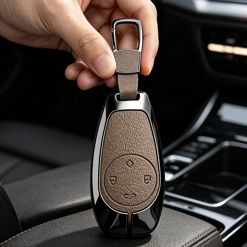 Zinc Alloy Leather Car Key Case Cover For Leapmotor T03 S01 C11 For 2023 Leapmotor C01 T03 S01 C11 Leap Motor Protection Shell